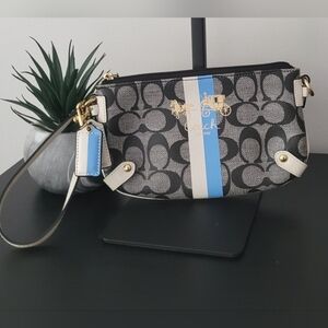 Coach Black and Blue Signature Wristlet
